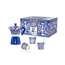 Geschenkbox Dolce & Gabbana Moka Express 6 Tassen Blu Mediterraneo + 3 Espressobecher und Rührstäbchen