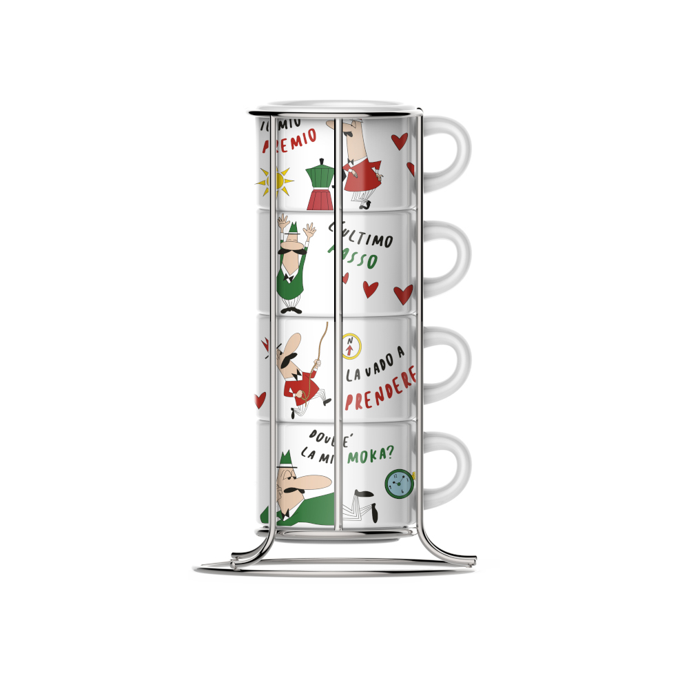 4 Cappuccinotassen mit Metallgestell