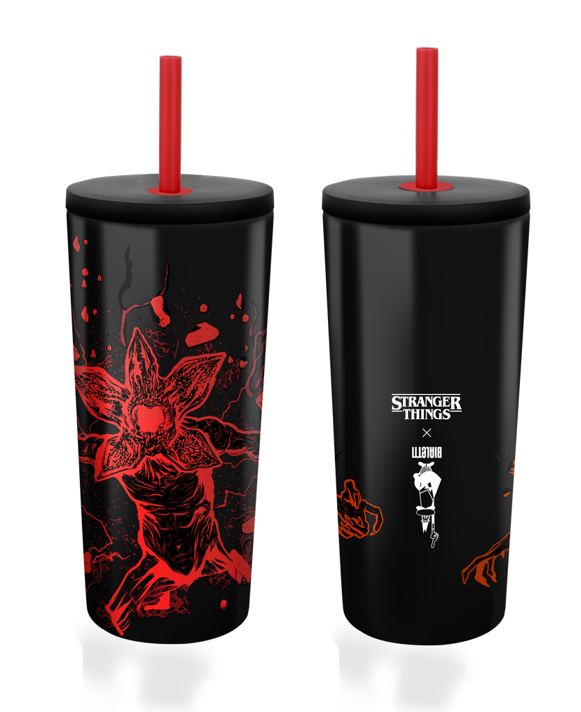 Thermobecher Stranger Things mit Strohhalm