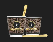 2 Espressobecher Dolce & Gabbana Leopard mit Rührstäbchen