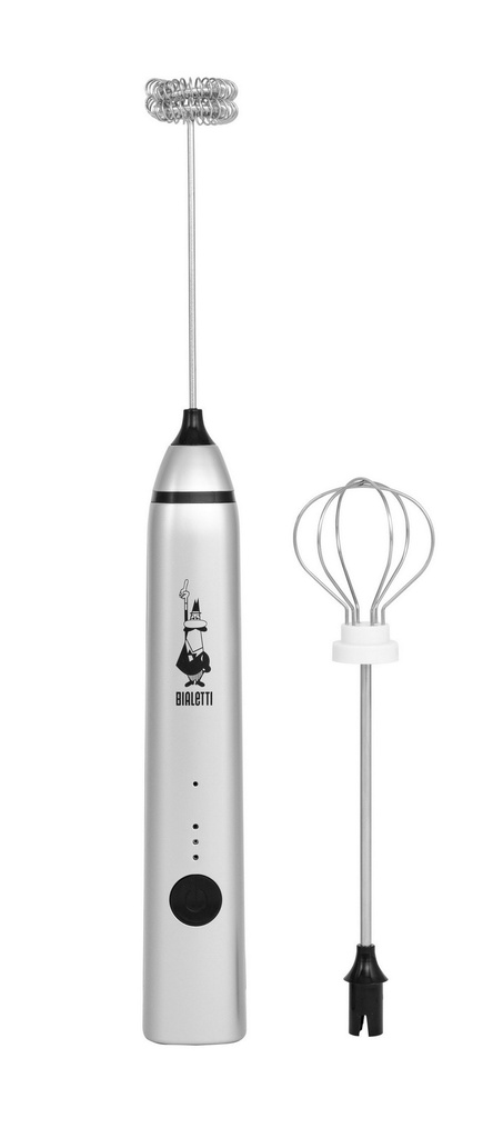 Stab-Milchaufschäumer mit zwei Aufsätzen und USB-Anschluss, silber