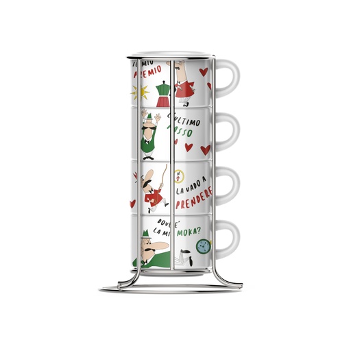 [JETAZZ203] 4 Cappuccinotassen mit Metallgestell