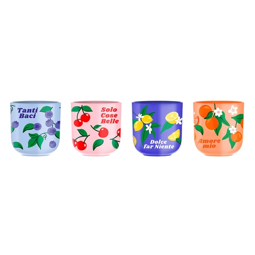 [JEPFRUIT010] Mercato Della Frutta Espressobecher 4er-Set – Gemischte Früchte