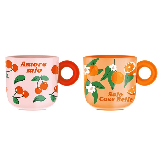 [JEPFRUIT004] Mercato Della Frutta Becher 2er-Set – Gemischte Früchte